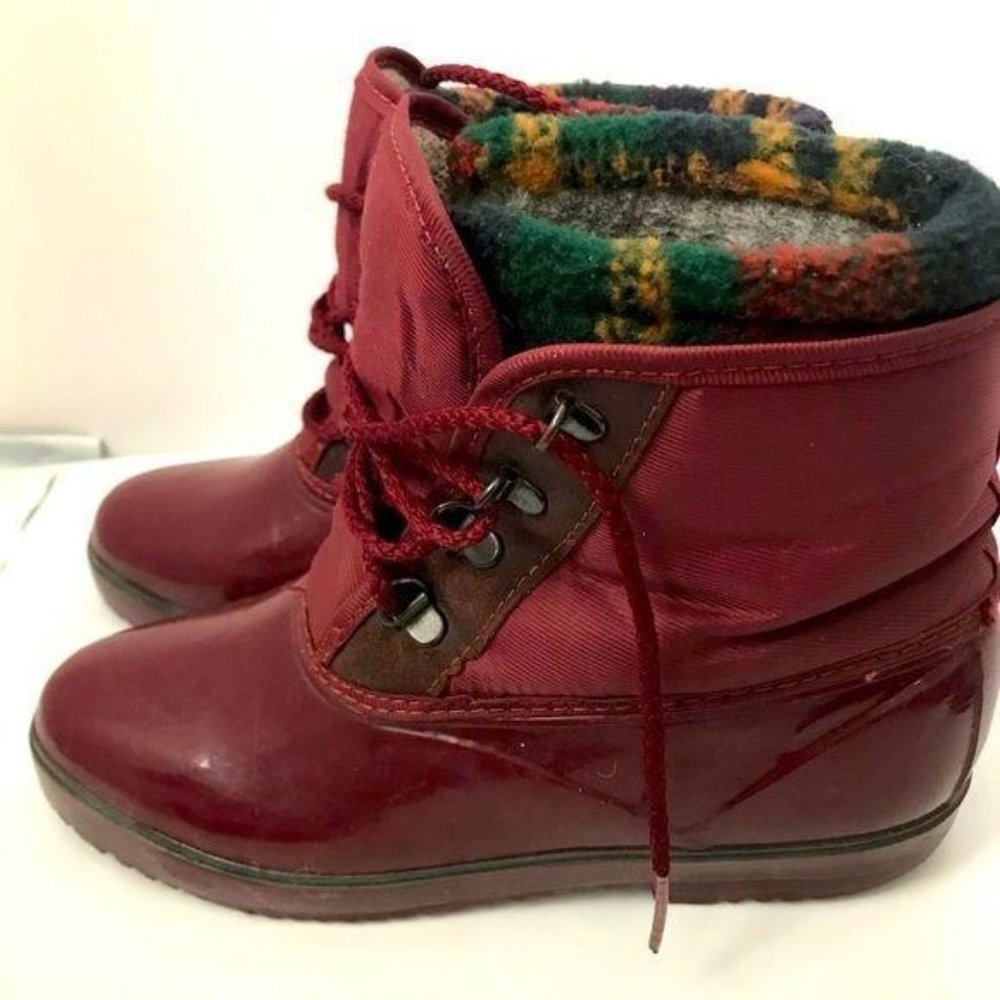 Weatherguard Magenta Duck Boots Plaid Liner Snow Winter‎ Women size 6 Canada